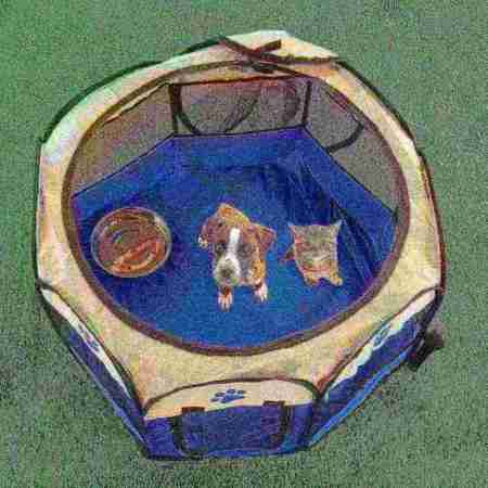 PET ADOBE Pet Adobe Pop-Up Playpen with Carrying Case | Indoor/Outdoor 26.5"x 17"| Dogs & Cats (Blue) 819024AMG